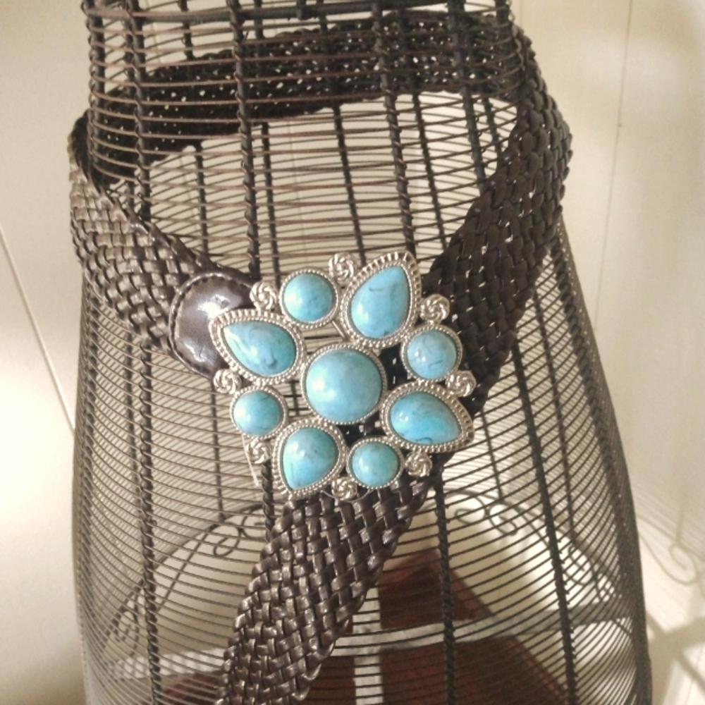 Brown belt with Turquoise buckle